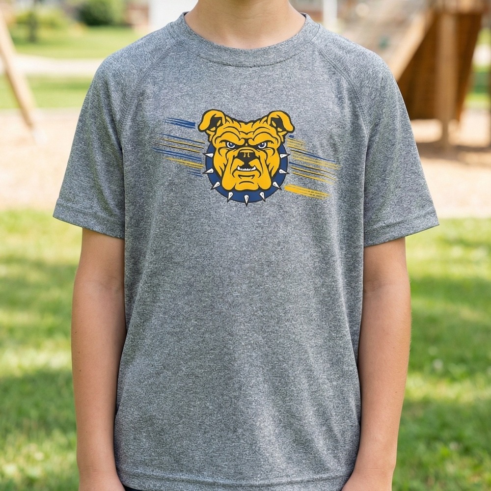 Rivalry Threads Kids Gray Bulldog Mascot Performance Raglan T-Shirt 4144